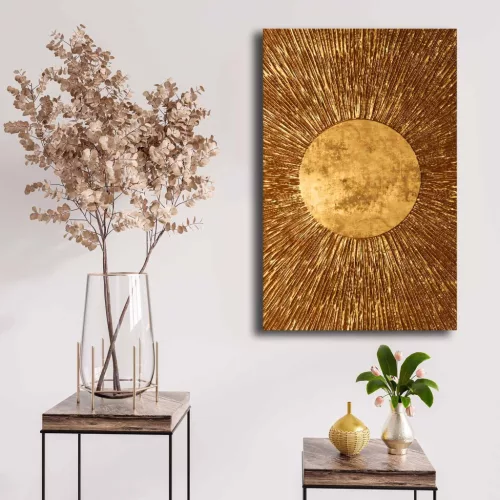 Pictură decorativă pe pânză, aurie, 45 x 70 cm