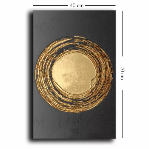 Pictură decorativă pe pânză, neagră, aurie, 45 x 70 cm