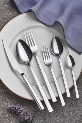 Set de tacâmuri, 36 piese, oțel inoxidabil, argintiu