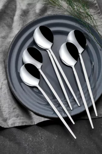 Set de tacâmuri, 30 piese, oțel inoxidabil, argintiu