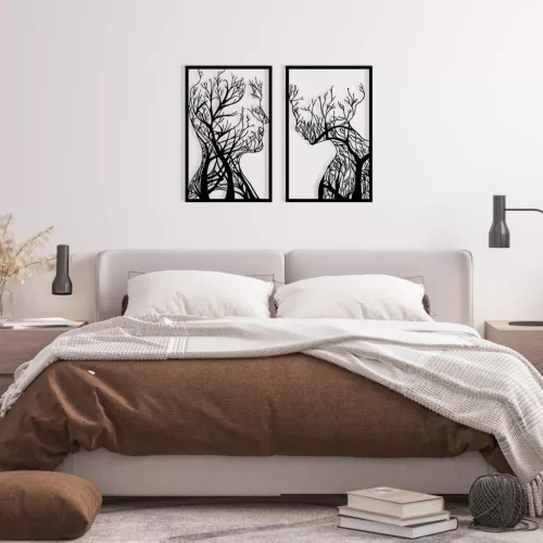 Decorațiune murală metalică, copaci gemeni, 40 x 63 x 2 cm
