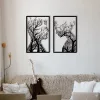 Decorațiune murală metalică, copaci gemeni, 40 x 63 x 2 cm