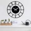 Ceas de perete decorativ din metal, negru, 48 x 48 cm