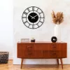 Ceas de perete decorativ din metal, negru, 48 x 48 cm