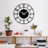 Ceas de perete decorativ din metal, negru, 48 x 48 cm