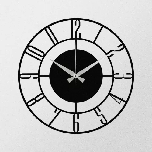 Ceas de perete decorativ din metal, negru, 48 x 48 cm