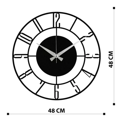 Ceas de perete decorativ din metal, negru, 48 x 48 cm
