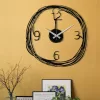 Ceas de perete decorativ din metal, modern, negru, 48 x 48 cm