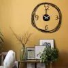Ceas de perete decorativ din metal, modern, negru, 48 x 48 cm