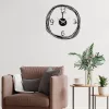 Ceas de perete decorativ din metal, modern, negru, 48 x 48 cm
