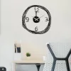 Ceas de perete decorativ din metal, modern, negru, 48 x 48 cm