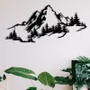 Decorațiune murală metalică, panoramă alpine, negru, 67 x 30 cm