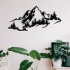 Decorațiune murală metalică, panoramă alpine, negru, 67 x 30 cm