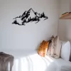 Decorațiune murală metalică, panoramă alpine, negru, 67 x 30 cm