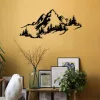 Decorațiune murală metalică, panoramă alpine, negru, 67 x 30 cm