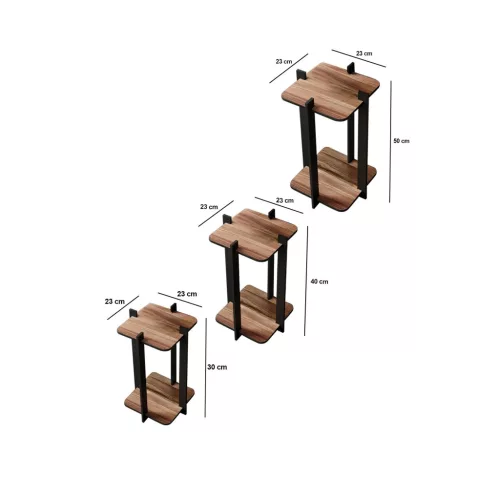 Set de 3 suporturi pentru flori, pătrate