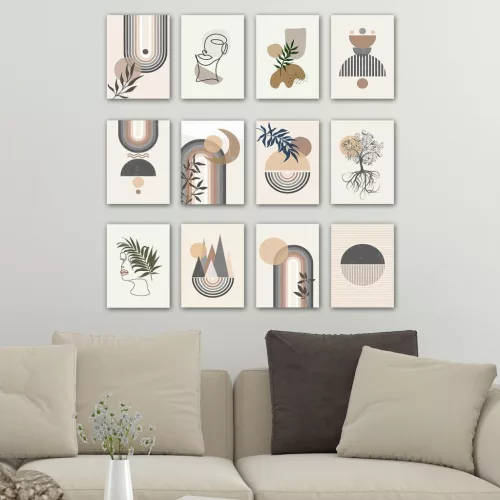 Pictură decorativă MDF, 12 bucăți, forme, 20 x 15 x cm