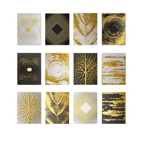   Pictură decorativă MDF, 12 bucăți, negru-auriu, 20 x 15 x cm