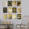Pictură decorativă MDF, 12 bucăți, negru-auriu, 20 x 15 x cm