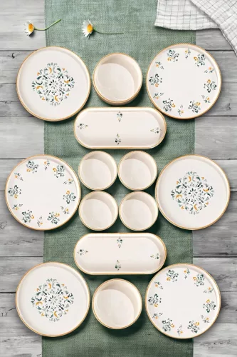 Set de brunch, 14 piese, cu model decorativ