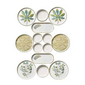 Set de brunch, 14 piese, cu model de frunze