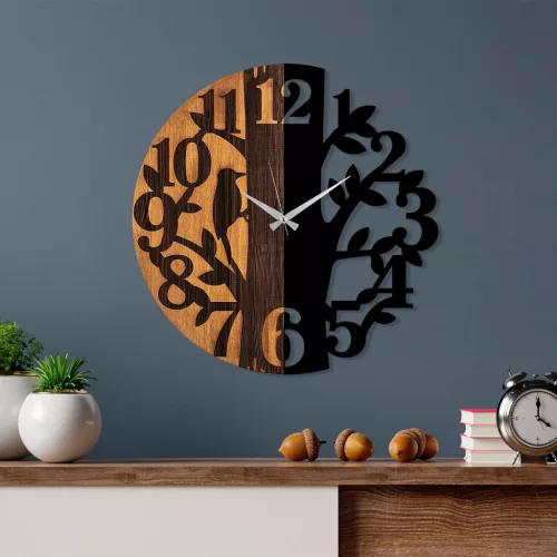 Ceas de perete, model din lemn, decorativ,