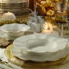 Set de farfurii, porțelan, crem-auriu, 24 piese