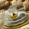 Set de farfurii, porțelan, crem-auriu, 24 piese