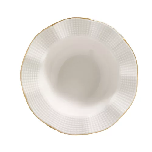 Set de farfurii, porțelan, crem-auriu, 24 piese