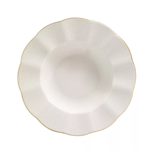 Set de farfurii, porțelan, crem-auriu, 24 piese