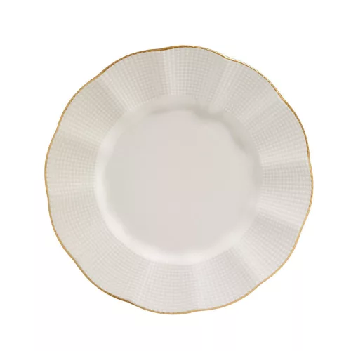 Set de farfurii, porțelan, crem-auriu, 24 piese