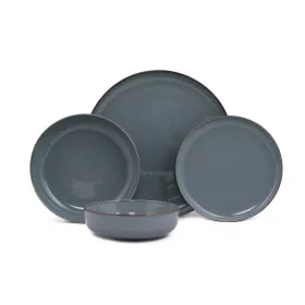 Set de farfurii din porțelan, albastru, 24 piese