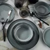 Set de farfurii din porțelan, albastru, 24 piese
