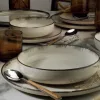 Set de farfurii din porțelan, scorțișoară, 24 piese