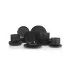 Set de farfurii din porțelan, negru mat, 24 piese