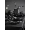 Set de farfurii din porțelan, negru mat, 24 piese