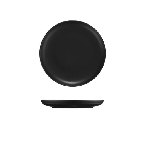 Set de farfurii din porțelan, negru mat, 24 piese