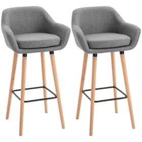 homcom-set-de-2-scaune-de-bar-din-panza-de-in-cu-perna-si-suport-pentru-picioare-gri-inalt