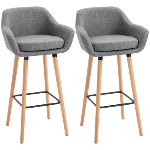 homcom-set-de-2-scaune-de-bar-din-panza-de-in-cu-perna-si-suport-pentru-picioare-gri-inalt