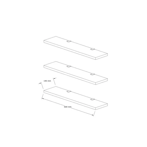 Set de 3 rafturi de perete, stejar safir