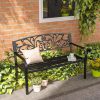 outsunny-banca-de-gradina-pentru-2-persoane-banca-metalica-neagra-cu-model-floral
