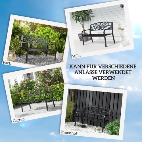 outsunny-banca-de-gradina-pentru-2-persoane-banca-metalica-neagra-cu-model-floral