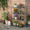 outsunny-set-de-2-rafturi-pentru-flori-etajera-pentru-plante-cu-4-niveluri-otel-verde-70-x