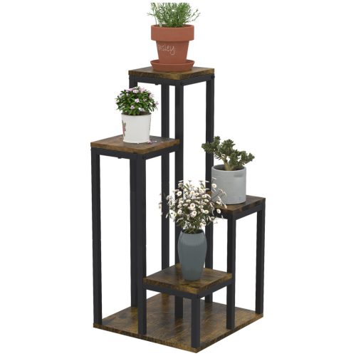 outsunny-suport-pentru-flori-4-niveluri-maro-40-x-40-x-81cm