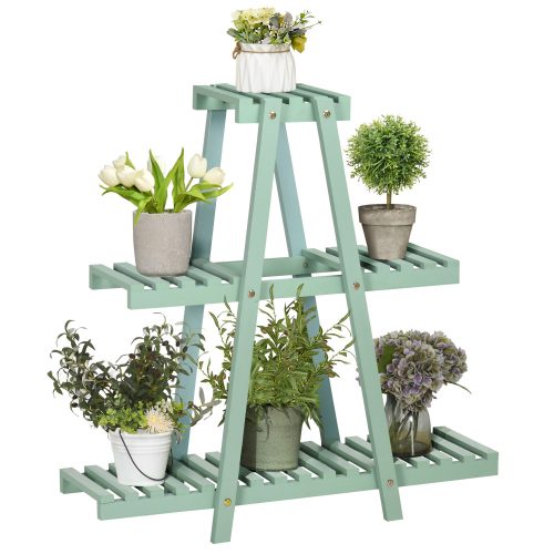 outsunny-suport-pentru-flori-pentru-6-ghivece-lemn-verde-deschis-76-x-26-x-76-cm