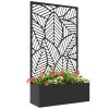 outsunny-paravan-de-gradina-cu-jardiniera-model-frunza-negru