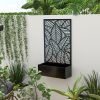 outsunny-paravan-de-gradina-cu-jardiniera-model-frunza-negru