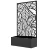 outsunny-paravan-de-gradina-cu-jardiniera-model-frunza-negru