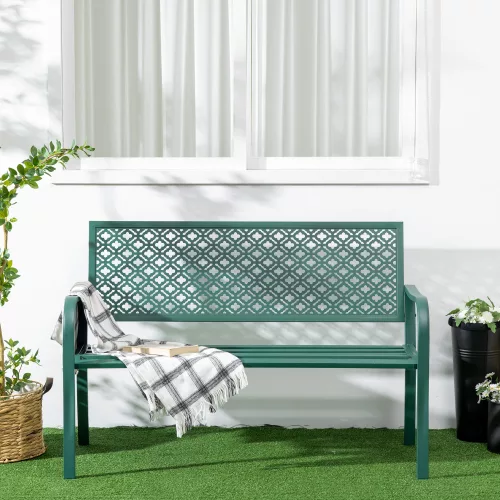 outsunny-banca-de-gradina-pentru-2-persoane-cu-spatar-si-cotiere-din-otel-model-floral-max-1