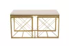 Set măsuță de cafea din 3 piese, travertin, auriu, stil modern